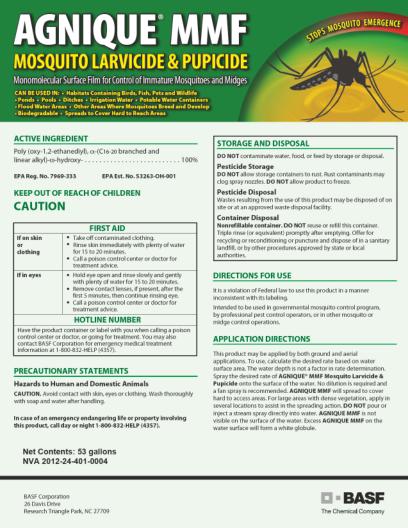 This is a picture of the product label Agnique MMF Label AND SDS