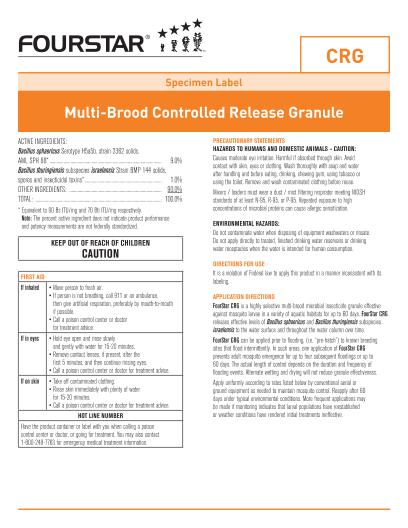 This is a picture of the product label Fourstar CRG Specimen Label
