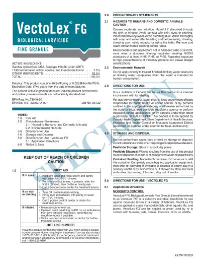 This is a picture of the product label Vectolex FG Label